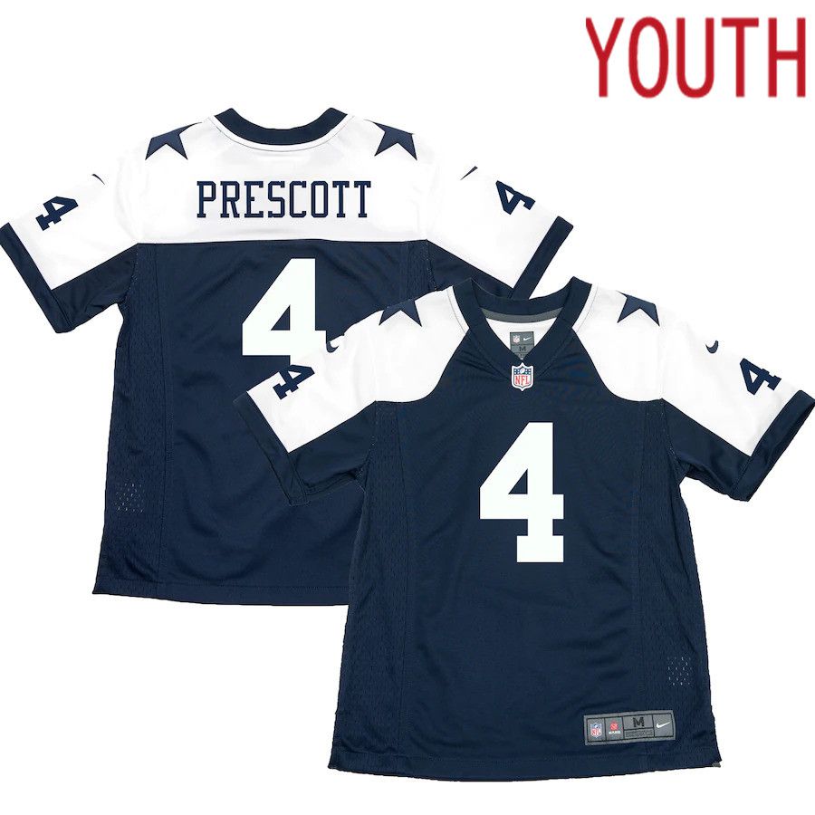 Youth Dallas Cowboys 4 Dak Prescott Nike Navy Throwback Game NFL Jersey